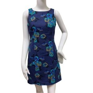 Fossil Blue Dress Lite Blue Flowers Zips Up Back